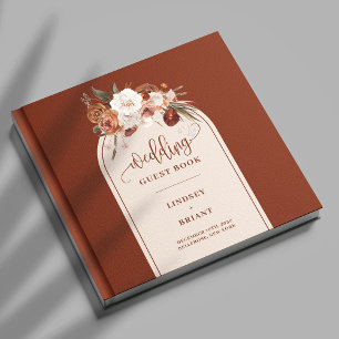 Luxe Terracotta Pampas Grass Boho Bloemen Huwelijk Gastenboek