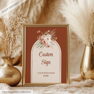 Luxe Terracotta Pampas Sage Boho Boog Custom Poster