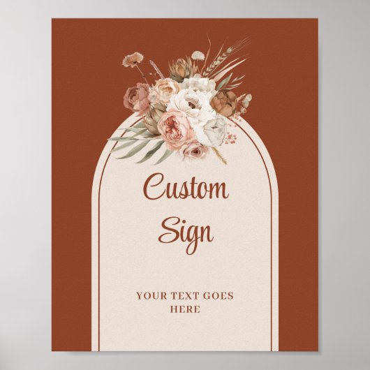 Luxe Terracotta Pampas Sage Boho Boog Custom Poster (Voorkant)