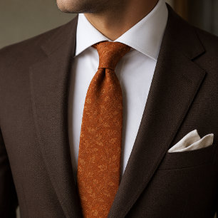 Luxe Terracotta Verbrand Oranje Jacquard Stropdas