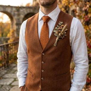 Luxe Terracotta Verbrand Oranje Jacquard Stropdas
