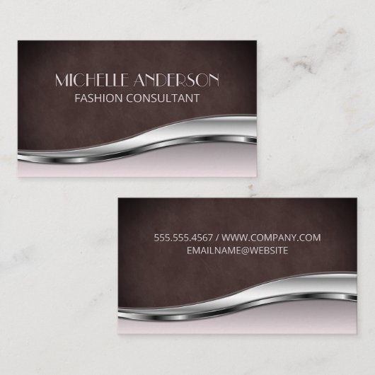 Luxe textuur en roze metallische achtergrond visitekaartje (Voorkant / Achterkant)