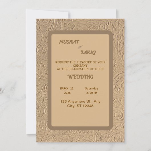 Luxe  textuur Islamitische bruiloft uitnodiging (Achterkant)