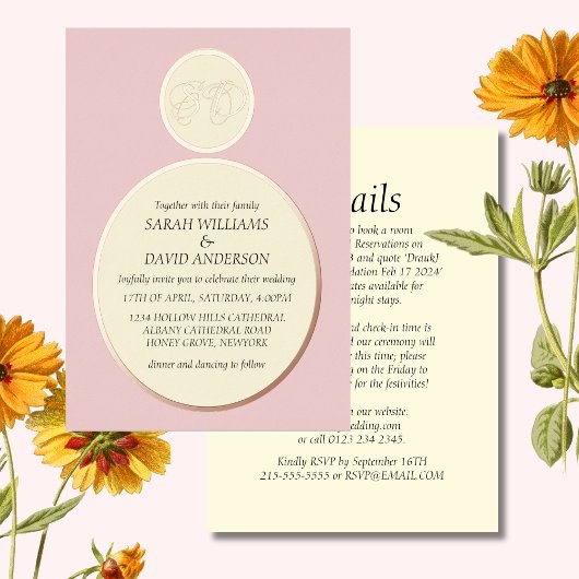 Luxe Thee Roze Goud Minimal Folie Uitnodiging