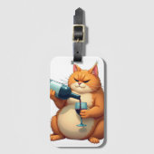 Luxe Tipsy Cat moderne kunstillustratie Bagagelabel (Voorkant (verticaal))
