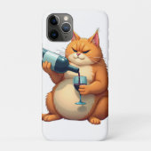Luxe Tipsy Cat moderne kunstillustratie Case-Mate iPhone Case (Achterkant)