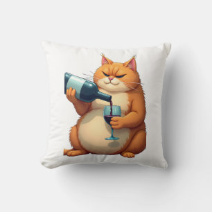 Luxe Tipsy Cat moderne kunstillustratie Kussen