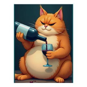 Luxe Tipsy Cat moderne kunstillustratie Perfect Poster