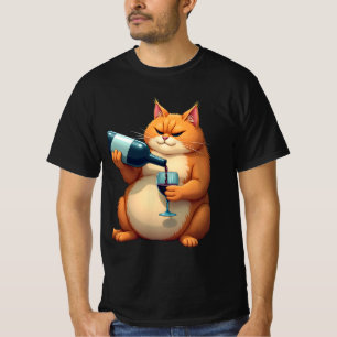 Luxe Tipsy Kat Moderne Kunst Illustratie T-shirt