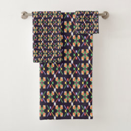 Luxe traditioneel songket-pixelborduurmotief  bad handdoek