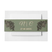 Luxe Traditionele Salie groen & goud metallic Uitnodigingen Wikkel (Voorkant Voorbeeld)