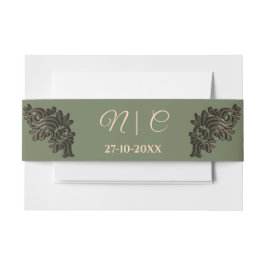 Luxe Traditionele Salie groen & goud metallic Uitnodigingen Wikkel