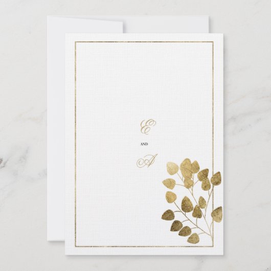 Luxe traditionele witte eucalyptusbruiloft kaart (Achterkant)