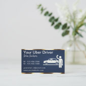 Luxe Transport Auto QR Code Blauw & Goud  Visitekaartje (Staand voorkant)