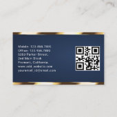 Luxe Transport Auto QR Code Blauw & Goud  Visitekaartje (Achterkant)