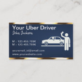Luxe Transport Auto QR Code Blauw & Goud  Visitekaartje (Voorkant)