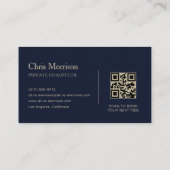 Luxe Transport Auto QR Code Blauw & Goud Visitekaartje (Achterkant)