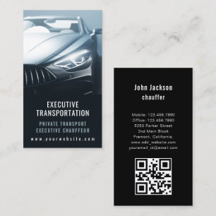 Luxe Transport Auto QR Code Blauw & Zwart Visitekaartje