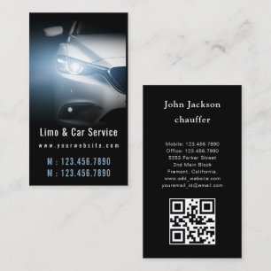 Luxe transportauto QR-code blauw & zwart Visitekaartje