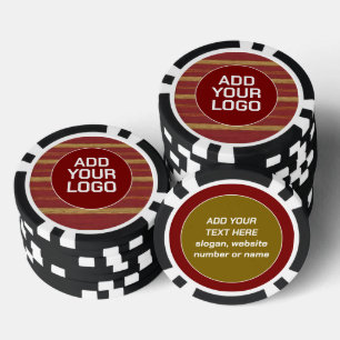 Luxe trendy bordeauxrood gouden linnen collectie poker chips