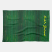 Luxe trendy groene gouden linnen textuur Collectie Theedoek (Horizontaal)