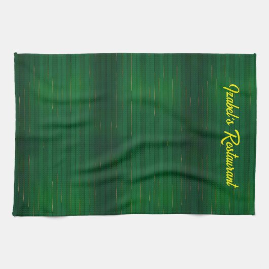 Luxe trendy groene gouden linnen textuur Collectie Theedoek (Horizontaal)