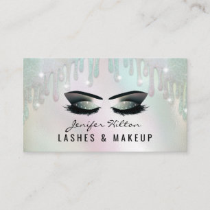 Luxe trendy holografische druppels make-up ogen visitekaartje