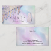 Luxe trendy holografische druppels Nagelsalon Visitekaartje (Voorkant / Achterkant)