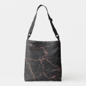 Luxe Trendy Marble Pink Black Voeg tekst toe Crossbody Tas (Achterkant)