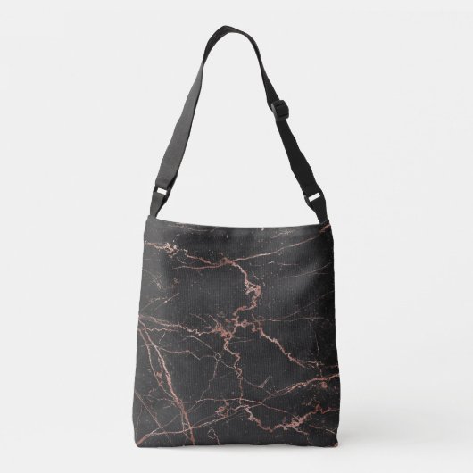 Luxe Trendy Marble Pink Black Voeg tekst toe Crossbody Tas (Achterkant)