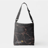 Luxe Trendy Marble Pink Black Voeg tekst toe Crossbody Tas (Voorkant)