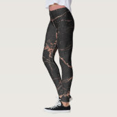 Luxe Trendy Marble Pink Black Voeg tekst toe Leggings (Links)