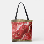Luxe trendy rood, goud, roze namaak agaat tote bag (Achterkant)