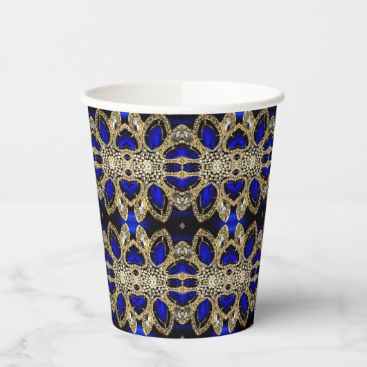 Luxe trendy stijlvol goud turquoise kobalt blauw papieren bekers (Links)