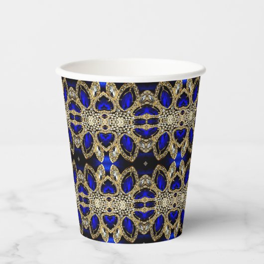 Luxe trendy stijlvol goud turquoise kobalt blauw papieren bekers (Voorkant)