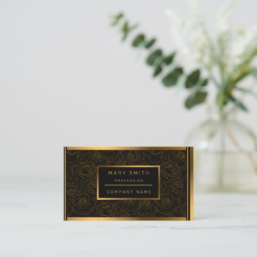Luxe Trendy Zwart Goud Roos Toevoegen Jouw tekst B Visitekaartje (Staand voorkant)
