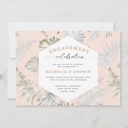 Luxe Tropical Foliage Verloving Invitation (Voorkant)