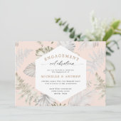 Luxe Tropical Foliage Verloving Invitation (Staand voorkant)