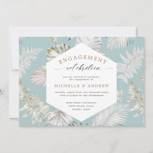 Luxe Tropical Foliage Verloving Invitation (Voorkant)