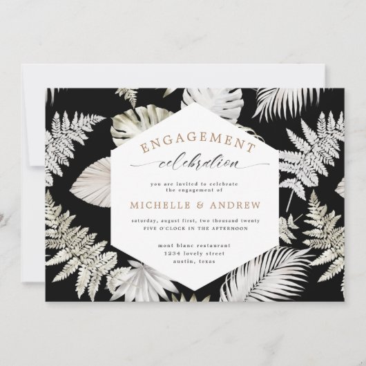 Luxe Tropical Foliage Verloving Invitation (Voorkant)