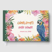 Luxe Tropical Parrot Waterverf Baby shower Gastenboek (Voorkant)