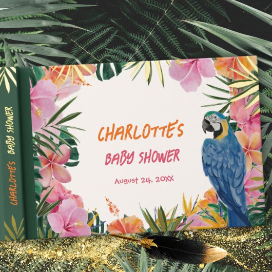 Luxe Tropical Parrot Waterverf Baby shower Gastenboek