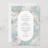 Luxe Tropisch Blauw Blauw Bruiloft Uitnodiging (Voorkant)
