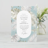 Luxe Tropisch Blauw Blauw Bruiloft Uitnodiging (Staand voorkant)