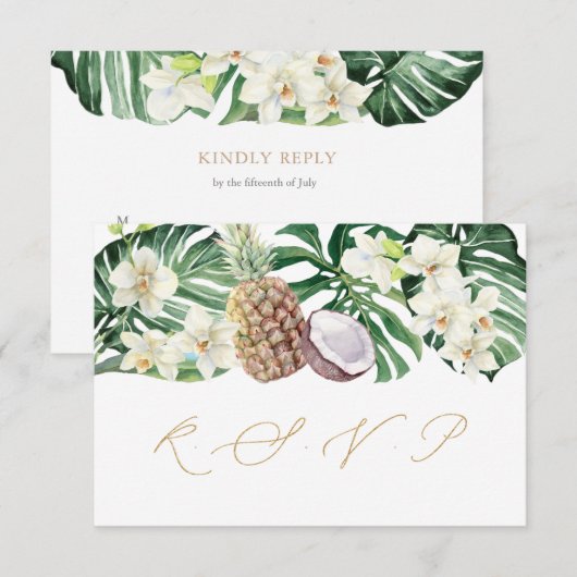 Luxe tropisch boeket bruiloft antwoord Maaltijd ke (Voorkant / Achterkant)
