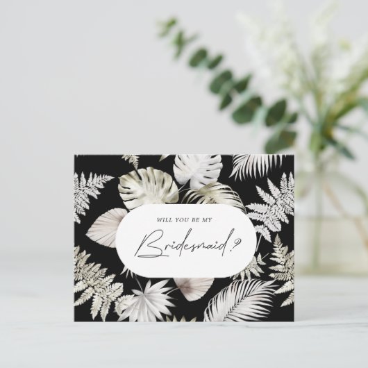 Luxe Tropisch gebladerte bruidsmeisje uitnodiging (Staand voorkant)