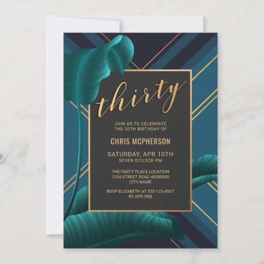 Luxe Tropisch Geboortehuis Feest 30e Verjaardag Kaart (Voorkant)
