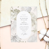 Luxe Tropische Bladblush Bruiloft Kaart