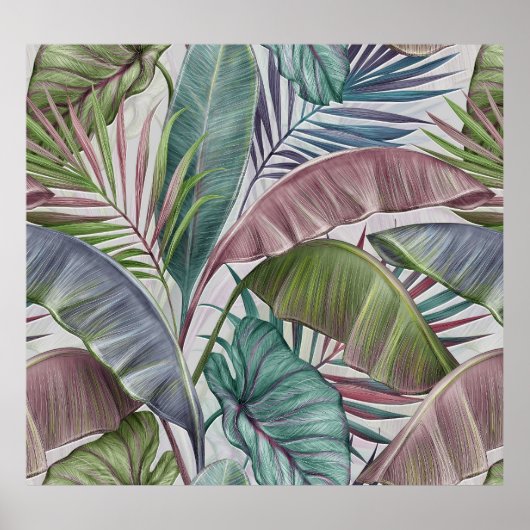 Luxe tropische bladeren: pastel naadloos. poster (Voorkant)