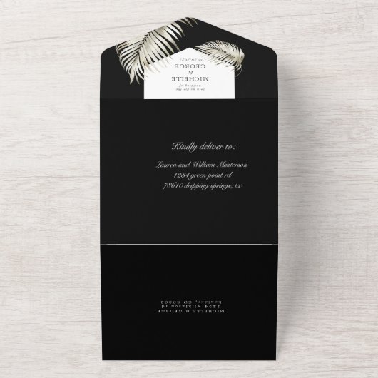 Luxe tropische bloemen (geen ENV nodig) All In One Uitnodiging (Buitenkant)